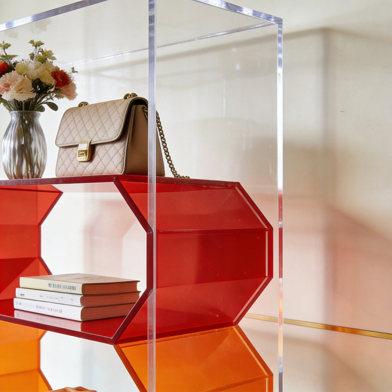 Minimalist multi-layer acrylic bookcase, (6 Shelves) 62.99"H x 31.5"W x 11.81"D