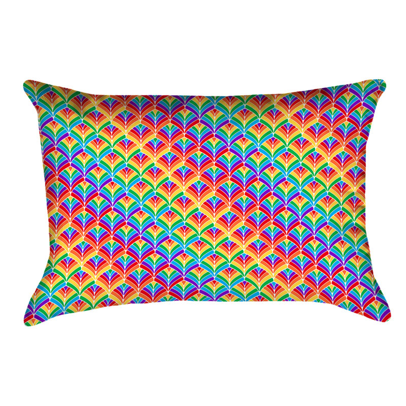 Coussin Katelyn Elizabeth, Sergé de coton, Orange / Bleu / Rouge