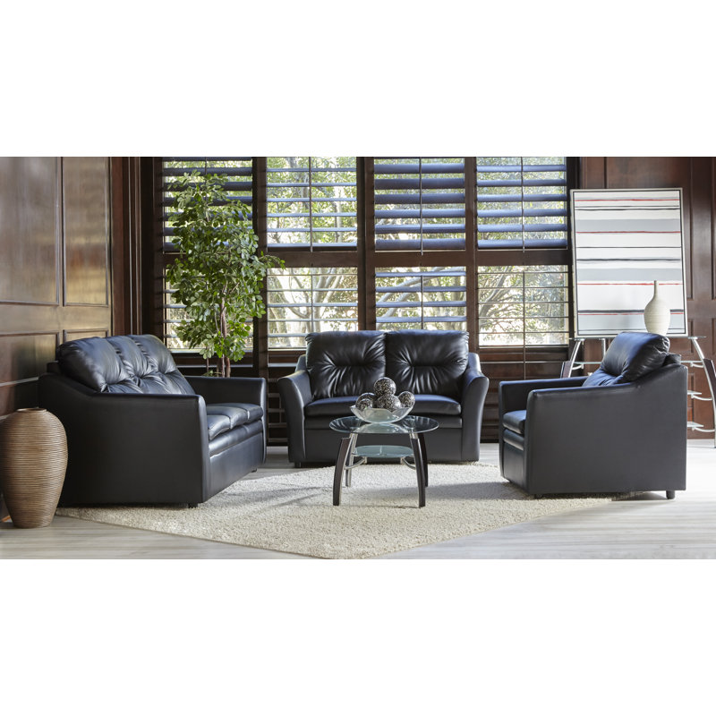 Sepulveda Faux Leather Club Chair, Black Faux Leather