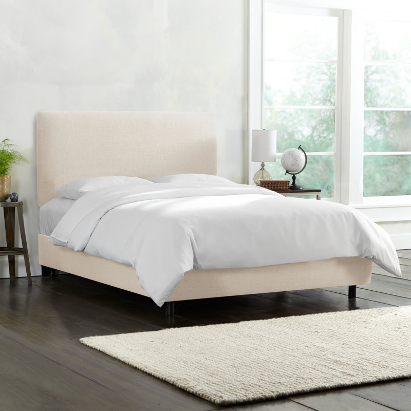 Lit tapissier Eisley, Grand, Lin classique talc