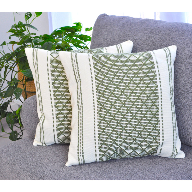 Dorothene Outdoor Indoor  Pillow Covers Geometric Checkered Pattern, Plaid Woven Cushion Covers Pillow Cases, 20" H x 20" W