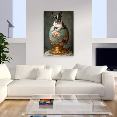 Whimsical Dog Easter Egg Elegant Vintage Whimsical Dog Portrait Spring Wall Art Print