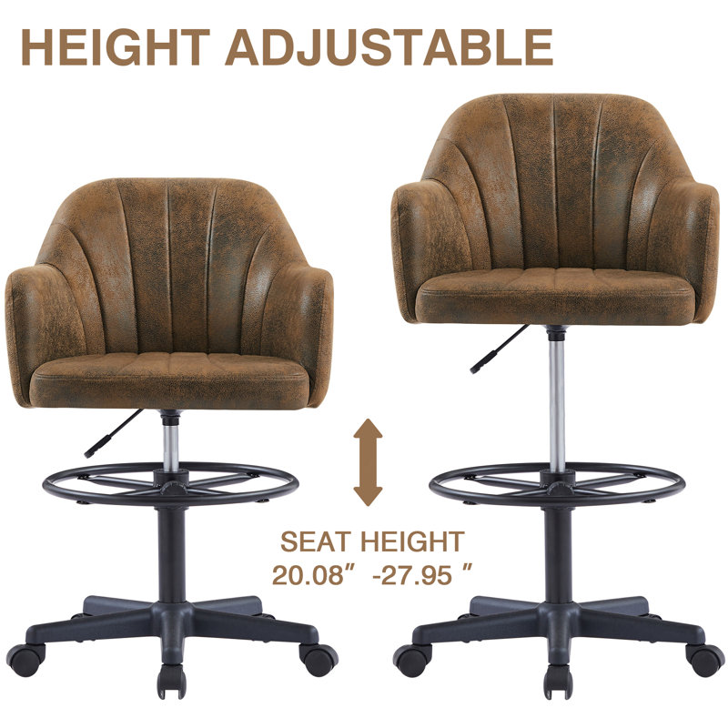 Brown Ergonomic Office Chair with PU Leather, Adjustable Swivel Desk Chair, Comfortable Computer Task Chair with Lumbar Support for Home Office or Study