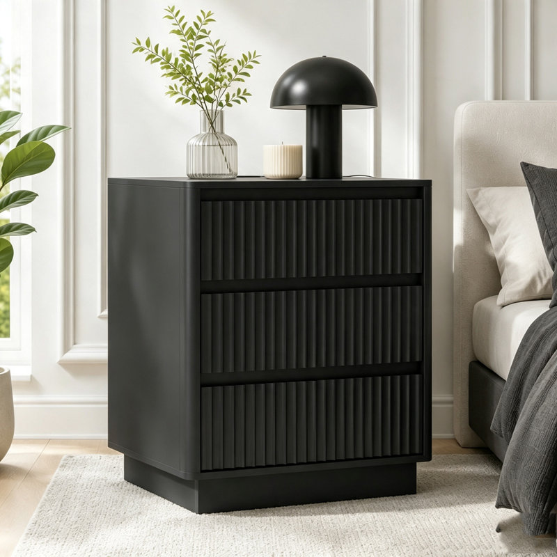 Ensemble de 2 tables de bout avec station de charge USB-C rapide, Black