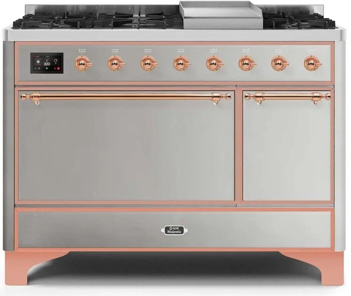 Majestic II 47.83" 5.02 Cu.Ft. Freestanding Dual Fuel with Griddle and Convection Oven, Natural Gas, Stainless Steel/Copper