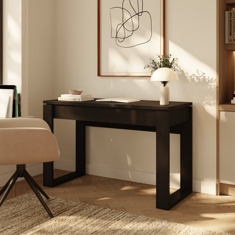 Bureau compact Solen, chêne noir, Noir