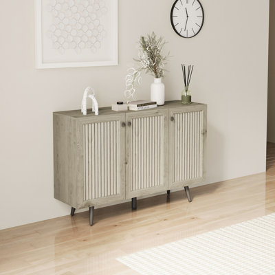 Armoire de rangement à trois portes, buffet en bois avec tablette réglable, armoire à café en bois, armoire de cuisine