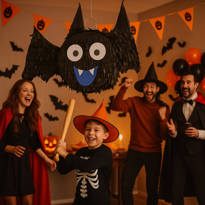 Fax Potato - Halloween Cardboard Pinata, Stick and Blindfold Set - Billy the Bat