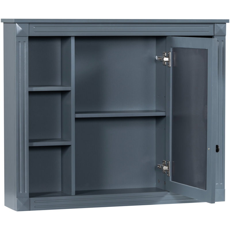 Rangement mural pour salle de bain - 35 po x 28 po avec miroir, intimité dissimulée, nombreux matériaux de l'armoire, construction, couleur bleue