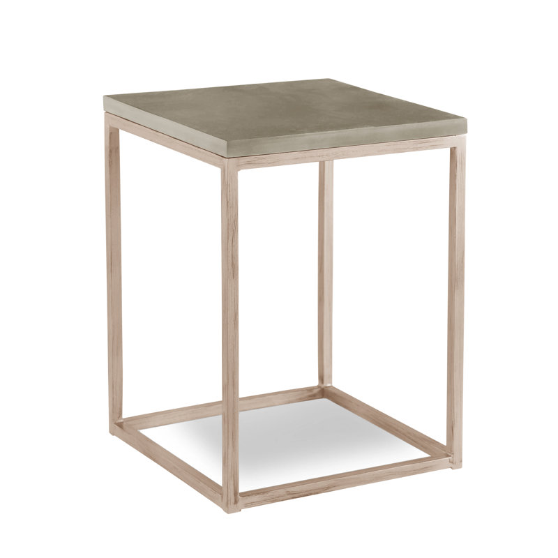 Chaplin Solid Wood End Table, Cinder, Argento Antico