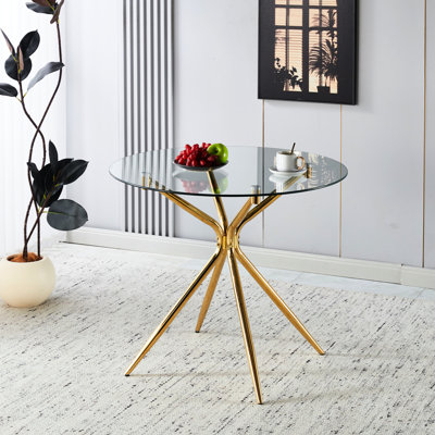 Table de salle à manger avec pieds en métal de couleur avec plateau en verre lisse, taille réglable pour de multiples cas de figure, longueur à la mode et pratique avec surface, style, détails uniques, assemblage à faible coût