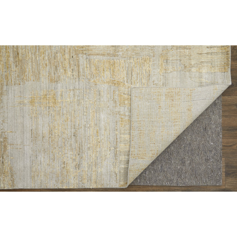 Eastfield Abstract Area Rug in Beige/Gold/Ivory, Rectangle 3' x 5'