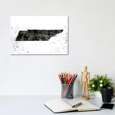 Tennessee Black And White Gold - Wrapped Canvas Print