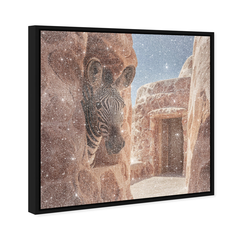 Clay Window Zebra Print by Oliver Gal, 25"H x 25"W, Black Floater Frame