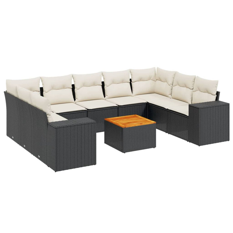 Ensemble de canapé de jardin Vidaxl noir, blanc crème
