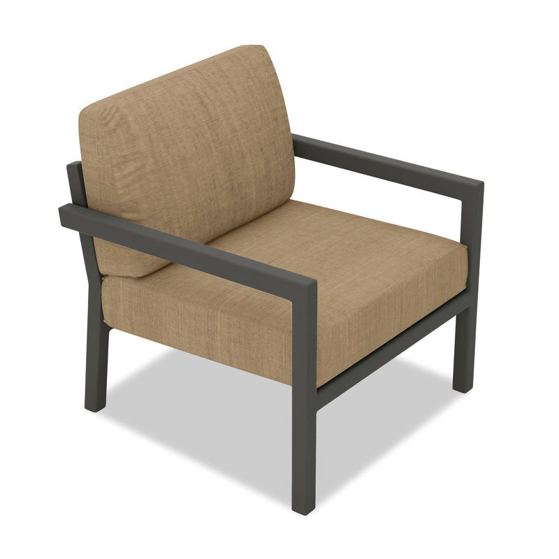 Vivant Patio Chair with Sunbrella® Cushions, Canvas Heather Beige Sunbrella® Canvas, Black