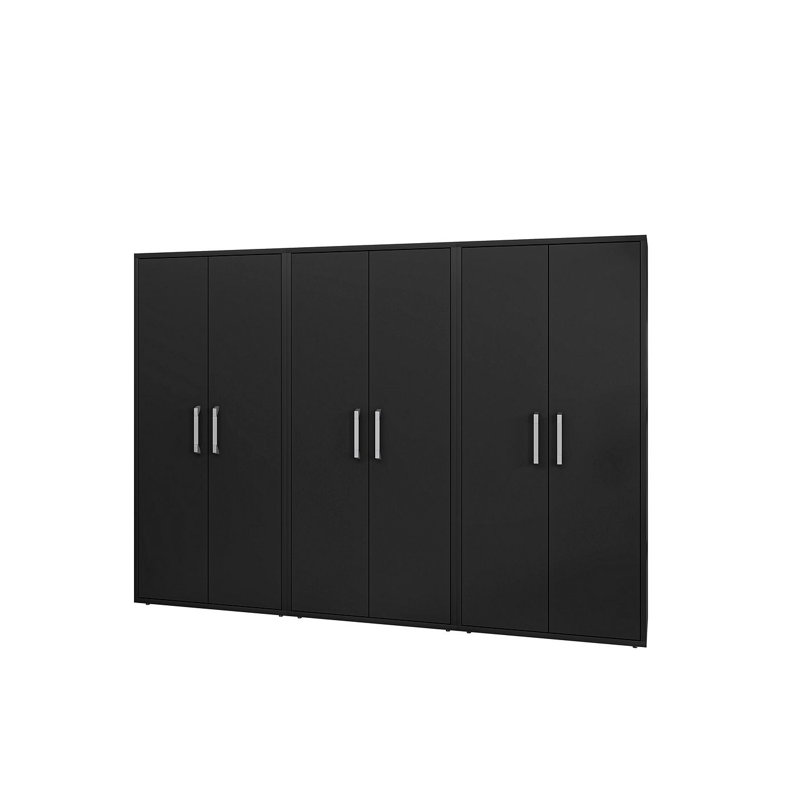 Aseem 3 Piece Single Storage Cabinet ( 73.43'' H x 106.29'' W x 17.72'' D), Black