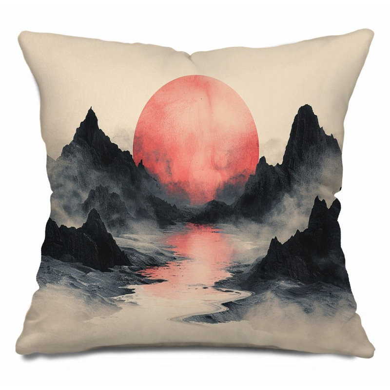 Coussin Trendy, H 14 po x l 14 po, Ivoire / corail / gris