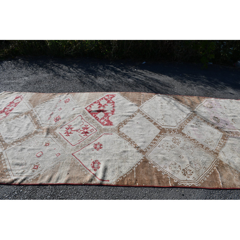 Tapis de couloir long en laine Oushak