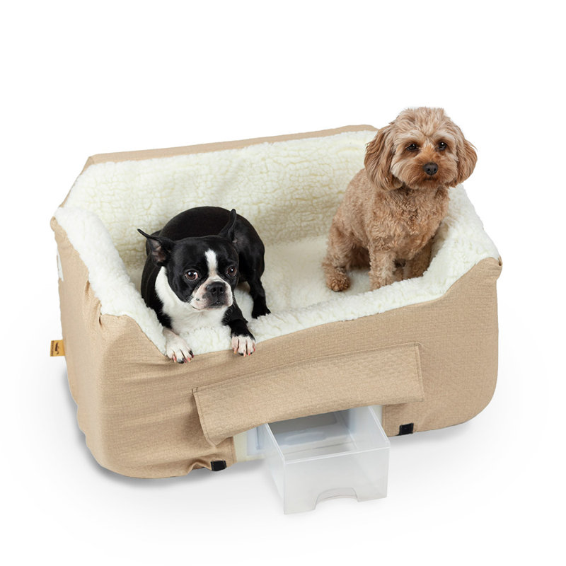 Birch Diamond Beige Soft Sided Dog Car Seat with Storage
