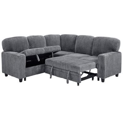Modular Sleeper Sectional L Shaped Couch Sofa Bed With Storage Seat