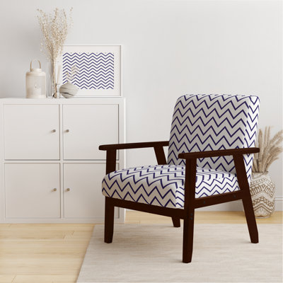 Fauteuil d'appoint rembourré à motif de chevrons bleu à motif zigzag