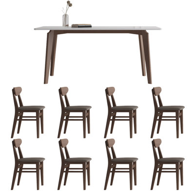 Modern generous rectangular dining table and chair