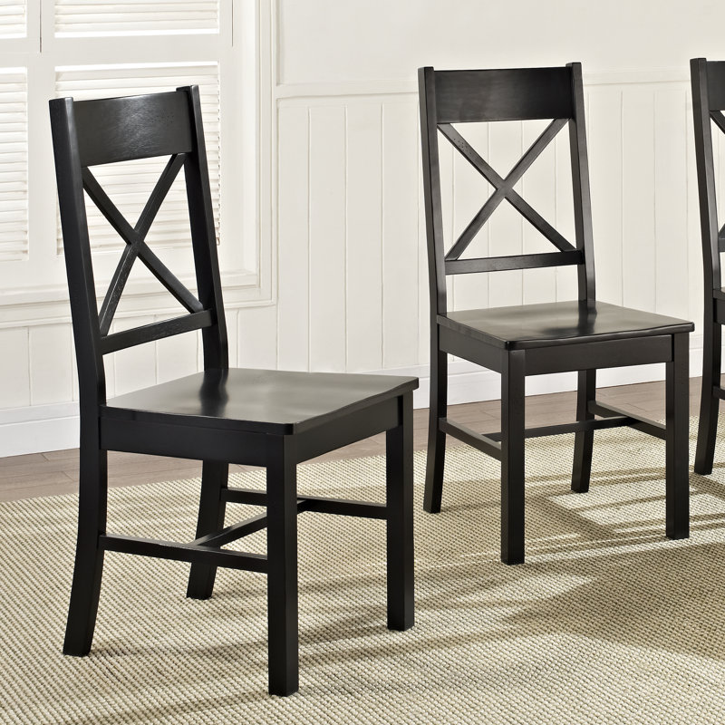 Alderwood Solid Wood Cross Back Side Chair, Black