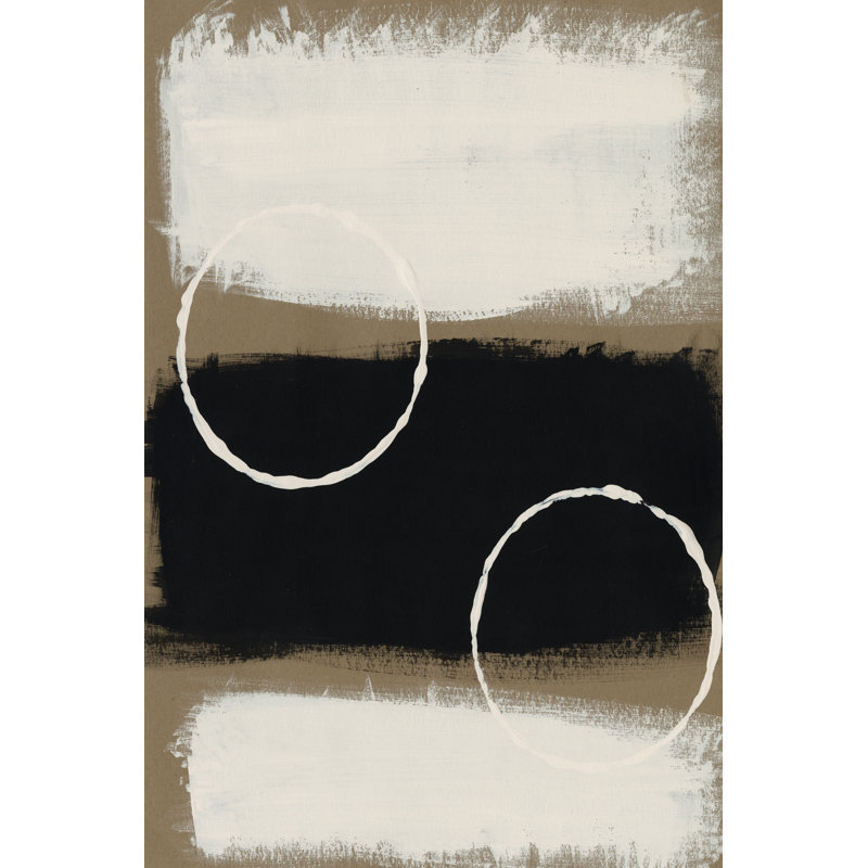 Neutral Rings I - Painting on Canvas, 122 cm H x 81 cm W, Black Floater Frame