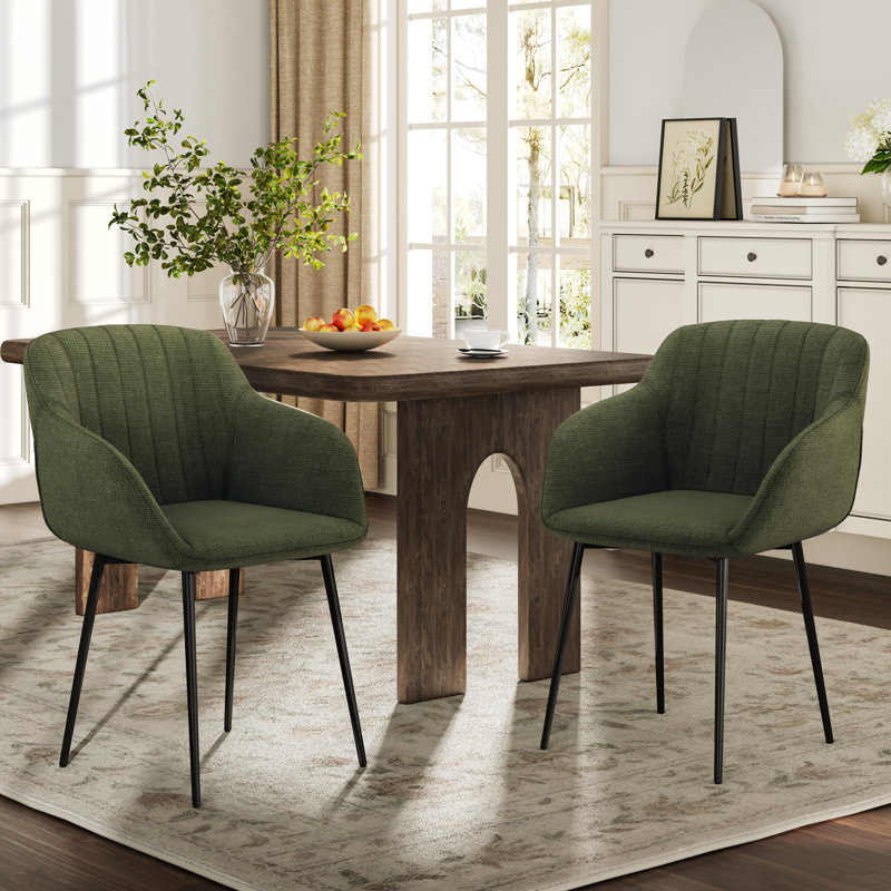 Ohio Upholstered Dining Chair, 2, Linen Grassy Green