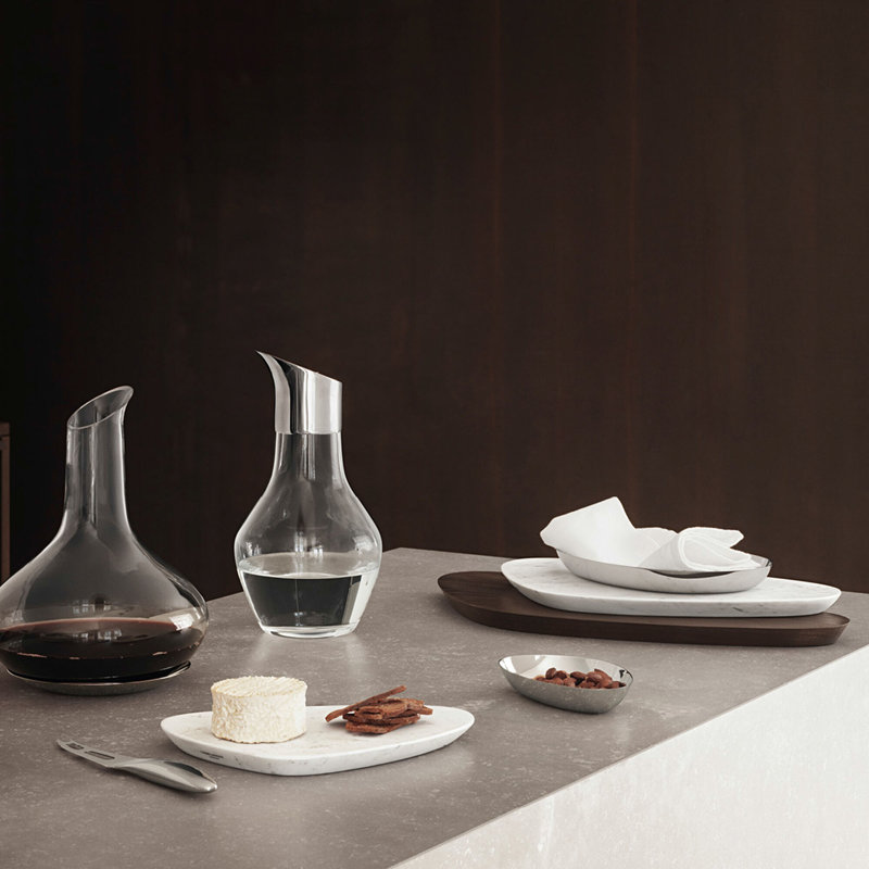 Sky Glass and Stainless Steel Coaster 25 oz. Wine Decanter