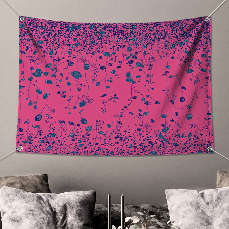 Tapisserie murale florale - Décoration murale nature, H 104 po x 88 avec 4 œillets