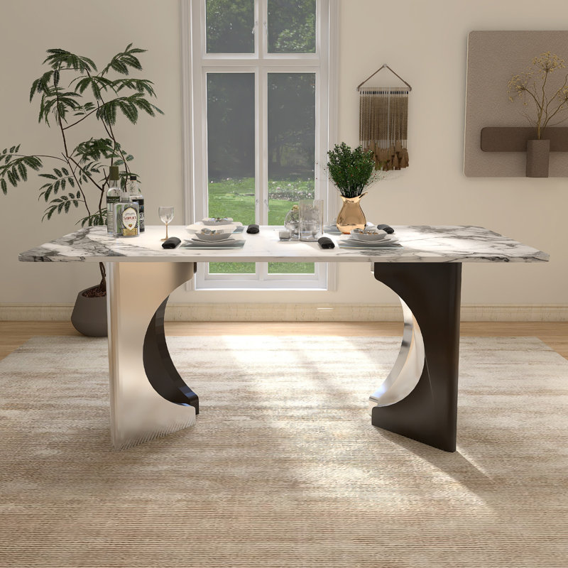 Marble Dining Table For Kitchen, 30"H x 71"L x 34" W