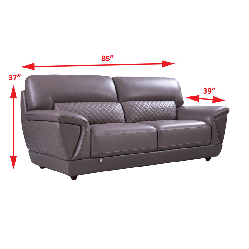 Alidade 85" Leather Match Pillow Top Arm Sofa, Dark Tan Leather Match