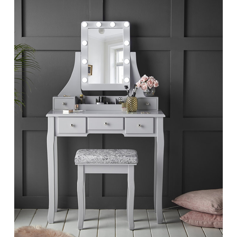 Datto Dressing Table with Mirror, Grey