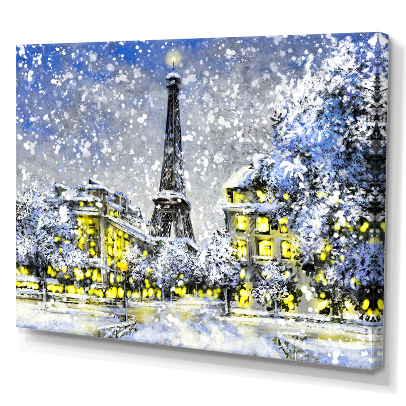 «Paris In Christmas Winter Ii», reproduction d'art sur toile traditionnelle, H 12 po x l 20 po x P 1 po, Toile tendue