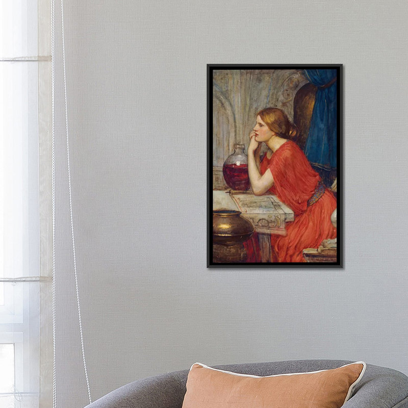 « circe, c. 1911-14 » par john william, impression sur toile waterhouse, H 26 po x l 18 po x P 1,5 po, Toile avec cadre noir