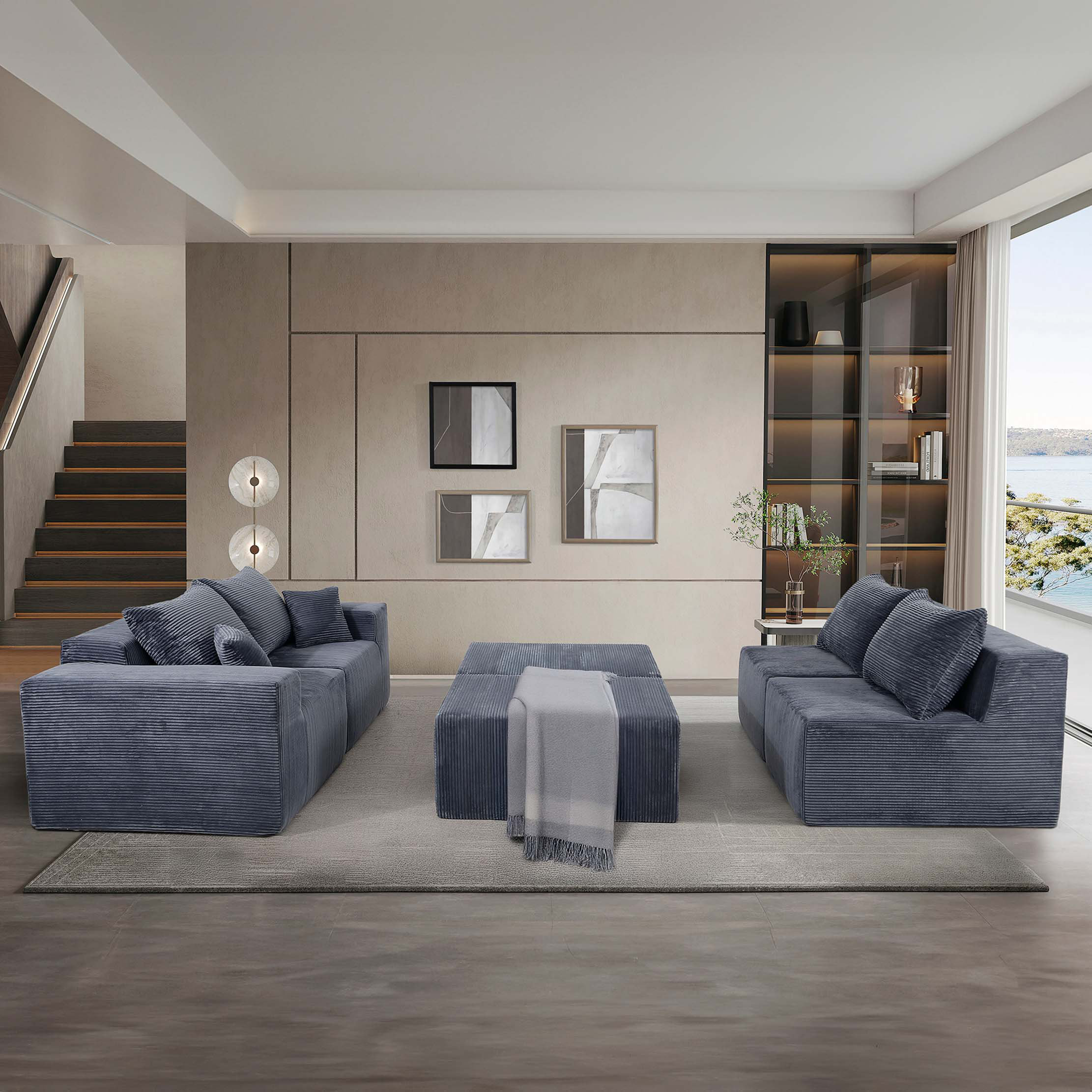 Latitude Run® 6-Piece Modular U-Shaped Sectional Sofa in , Convertible ...