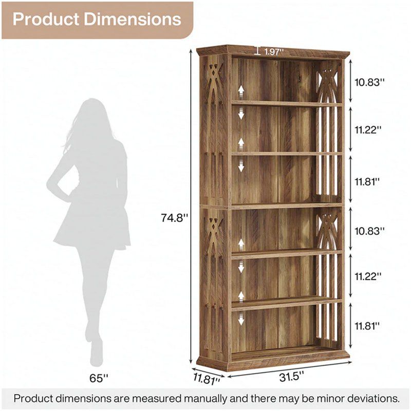 Storage Cabinet,Farmhouse Style Display Shelves,Spacious Bookshelf