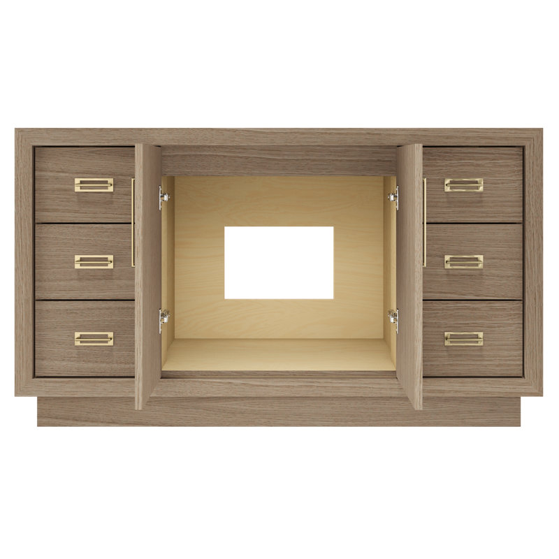 Avalon Single Extra Wide Bath Vanity, Natural Weathered, 60", Satin Gold