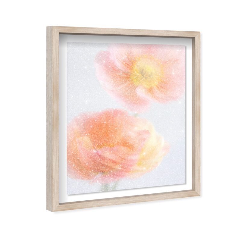 Hazy Camelias Print by Oliver Gal, 21.5"H x 25.5"W, Natural Oak Shadowbox
