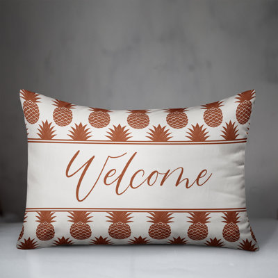  Welcome Pineapples Outdoor Rectangular Pillow Cover and Insert