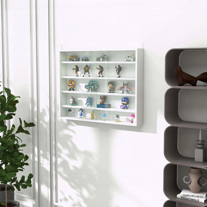 Vitrine à 5 niveaux avec tablettes réglables, Blanc