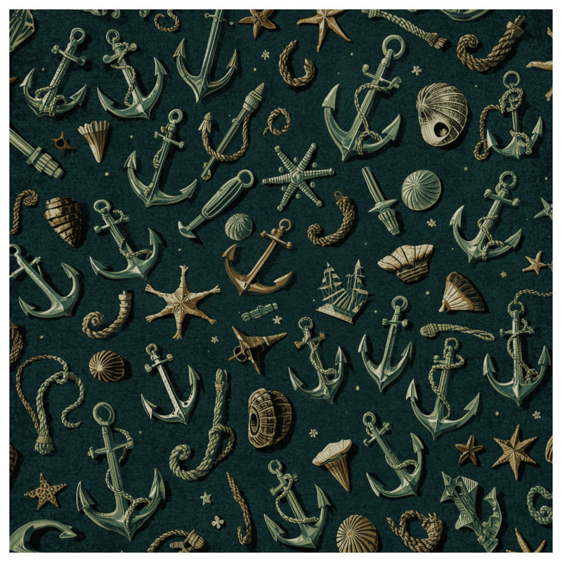 Tapis de bain Nautical Anchors Shells, L 34 po x L 21 po