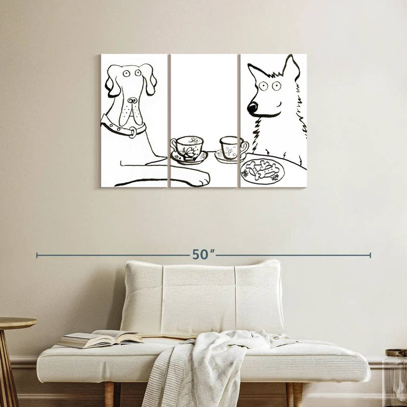 Brampt Dogs Having Tea, 24" H x 38" W