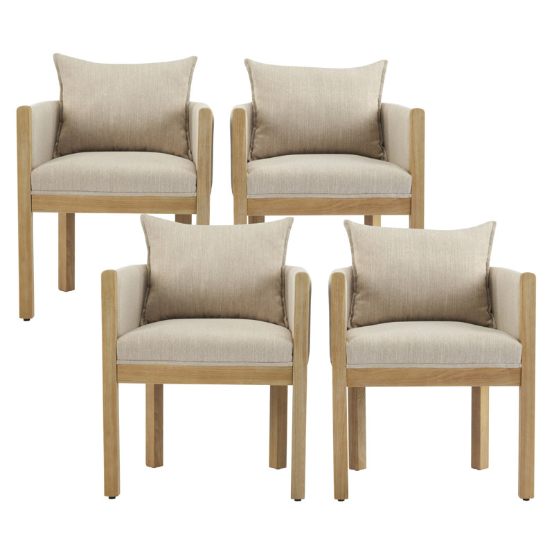 Chaises de salle à manger rembourrées Merlean, Naturel, Beige