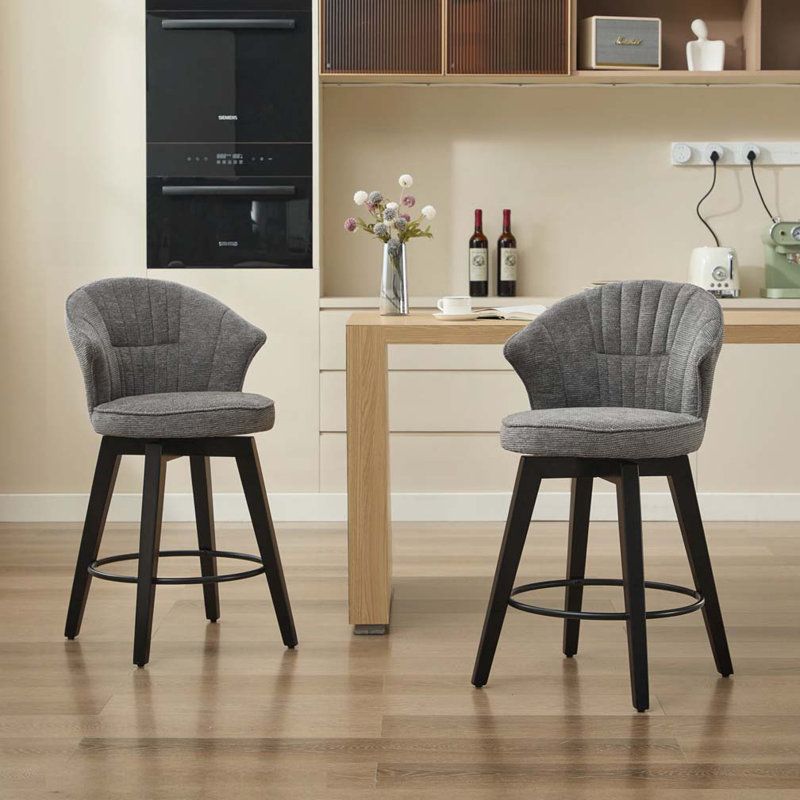 Tabouret de bar en chenille, Gris foncé