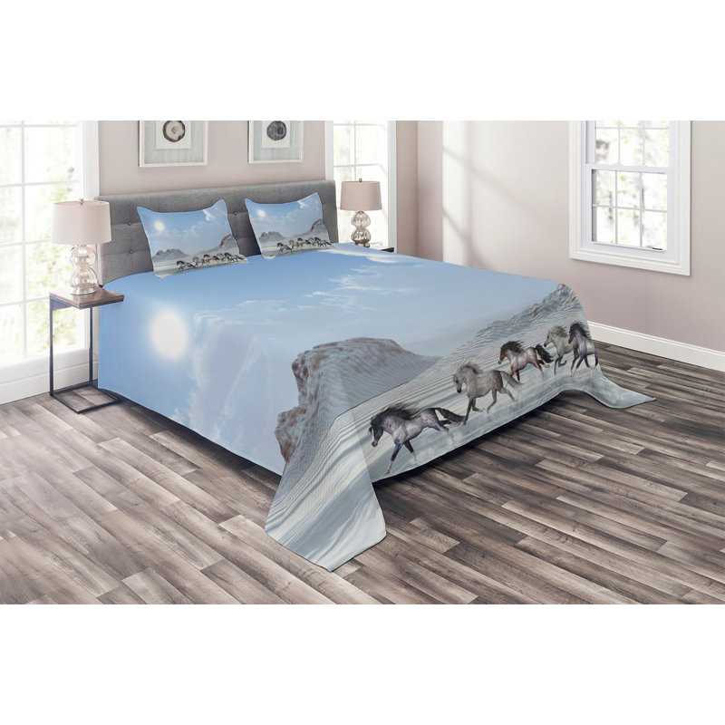 Hypnotic Farmhouse / Country Polyester Coverlet, King Bedspread + 2 Shams