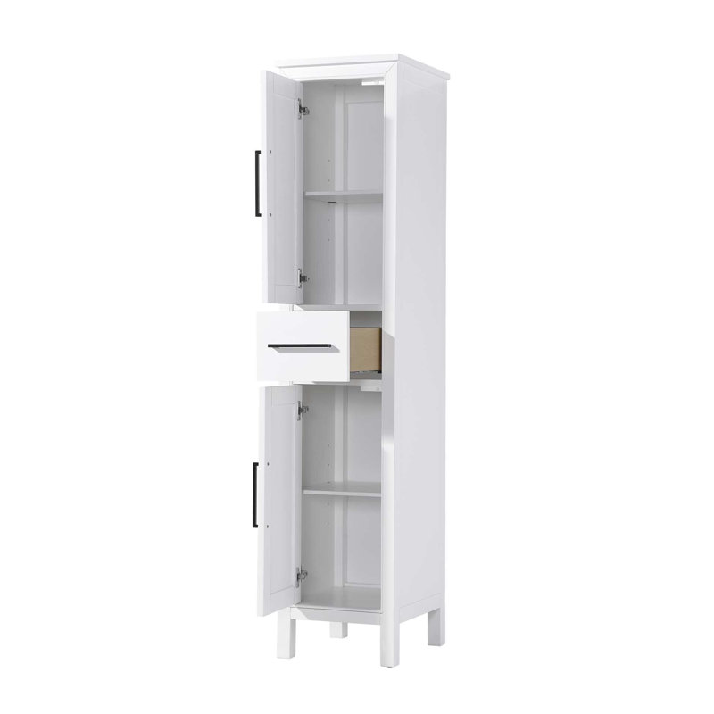 16 Inch Bath Storage Cabinet in White, 72" H x 16" W x 72" D, White
