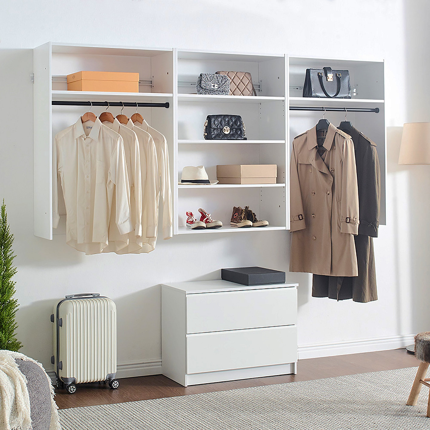 Latitude Run® Devi Oak Wall Mounted Wood Closet System | Wayfair